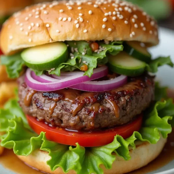Rindfleischburger mit Mayo und Röstzwiebeln