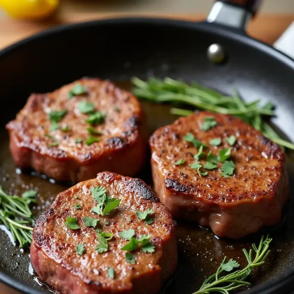 Einfaches Rezept für gebratenes rundes Steak