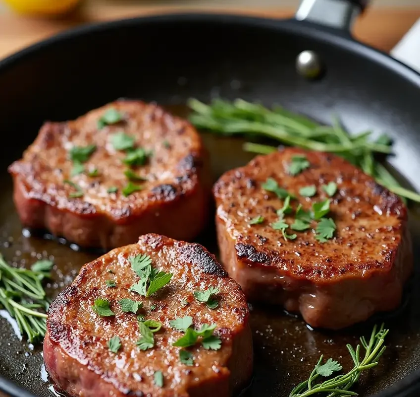 Einfaches Rezept für gebratenes rundes Steak