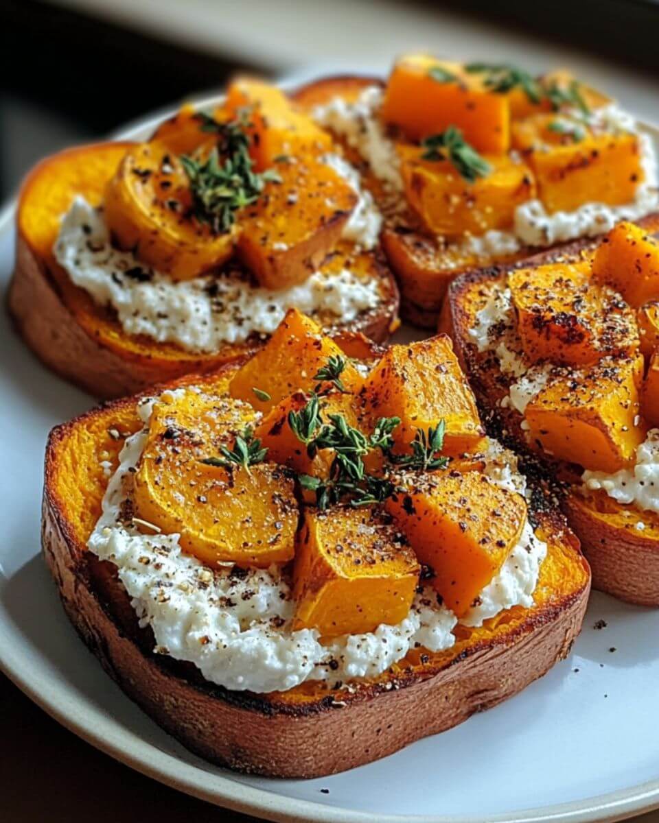 Spiced Sweet Potato and Cottage Cheese Toast
