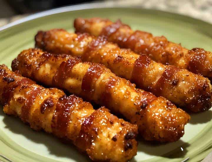 Rezept für süß-würzige Hähnchenfilets mit Speck